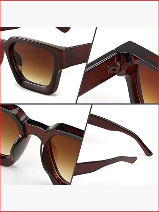 Retro Chunky Square Sunglasses UV400 Protection main image 6